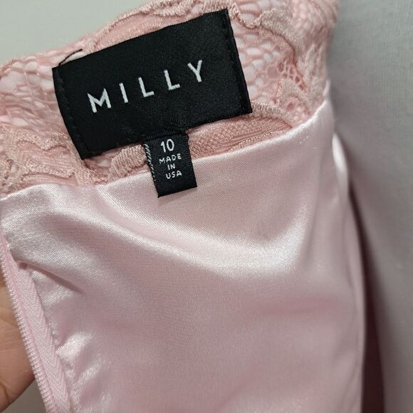 Milly Selena Off The Shoulder Floral Lace Romantic Dress Bell Sleeve Pink Siz 10 - Picture 12 of 17